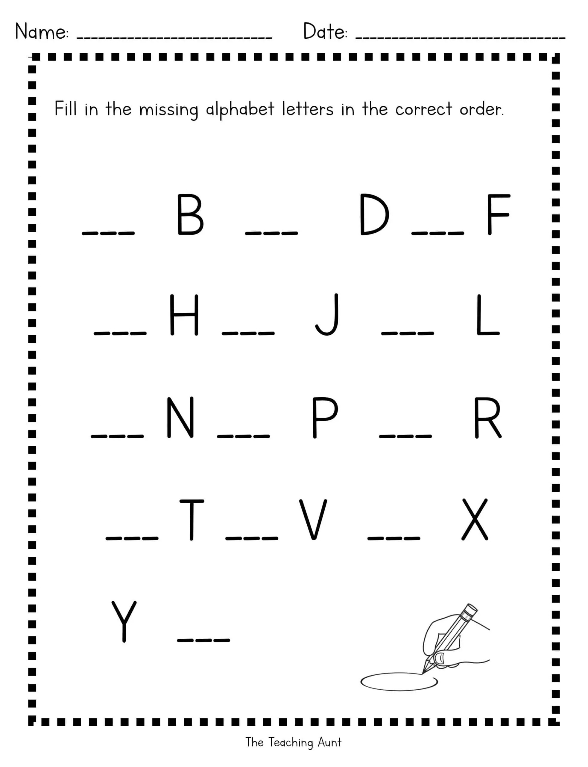 Missing Uppercase Letters Worksheets The Teaching Aunt