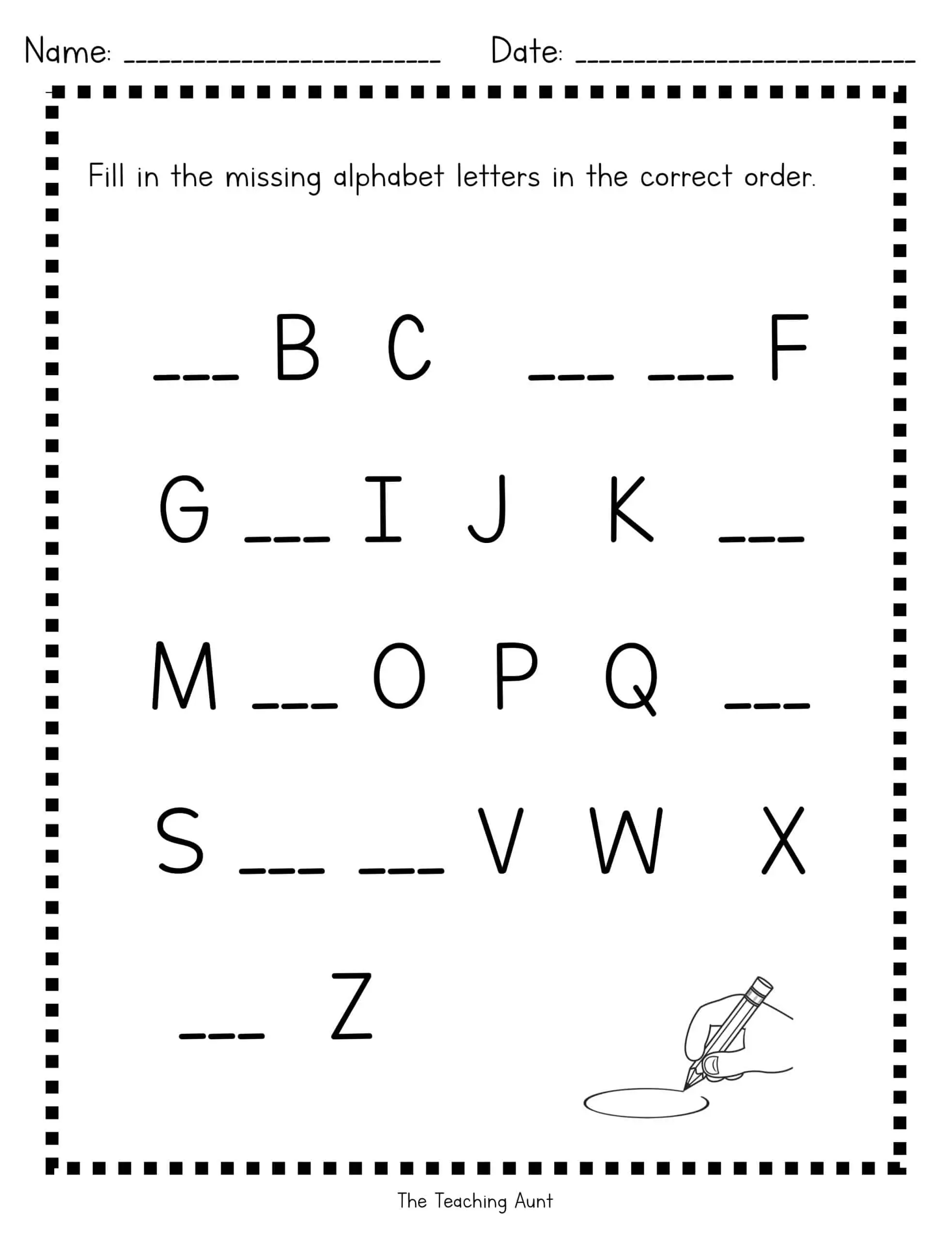 Missing Uppercase Letters Worksheets The Teaching Aunt