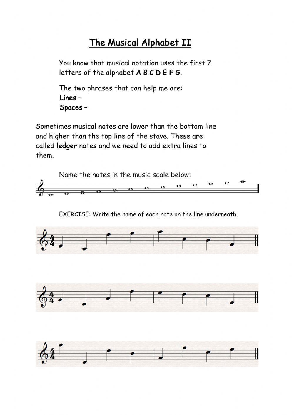 Music Alphabet Worksheet Live Worksheets Worksheets Library