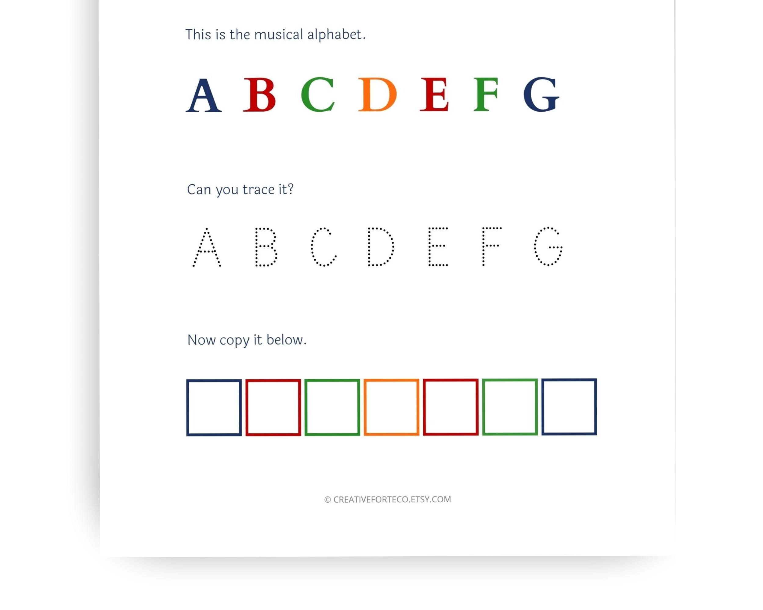 Musical Alphabet Worksheet Kids Music Theory Printable Beginner Music Theory Worksheet Worksheet For Piano Lesson Or Music Lesson Etsy