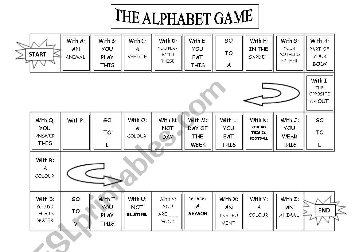 Alphabet Game Worksheet