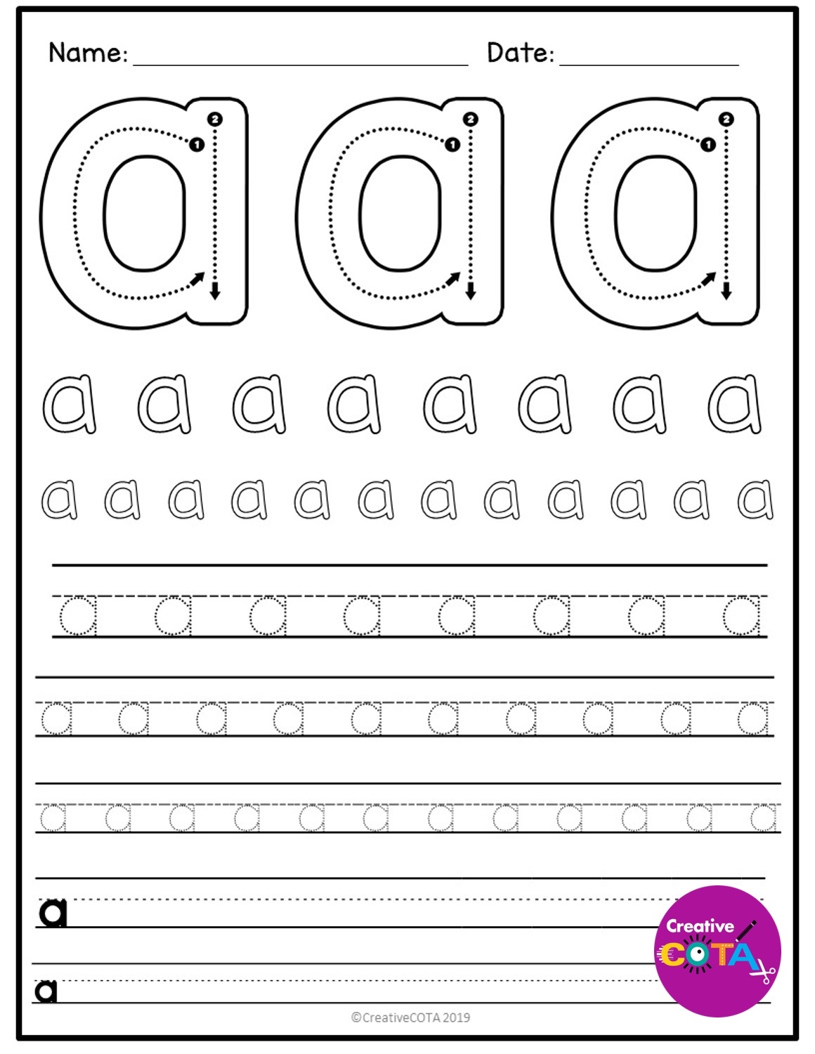No Prep Handwriting Practice ABC Alphabet Lowercase Tracing Worksheets
