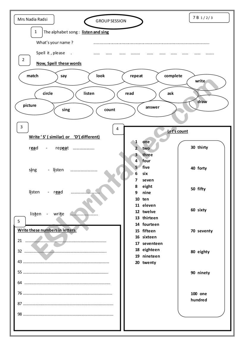 Numbers And Alphabet Worksheet