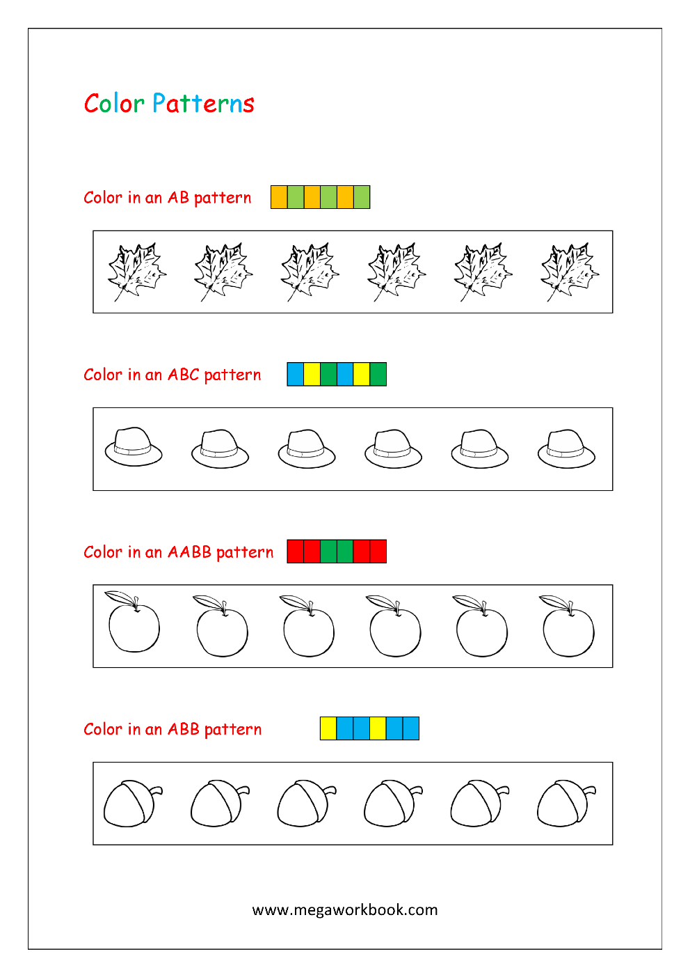 Patterns For Preschool Patterns For Kindergarten Pattern 