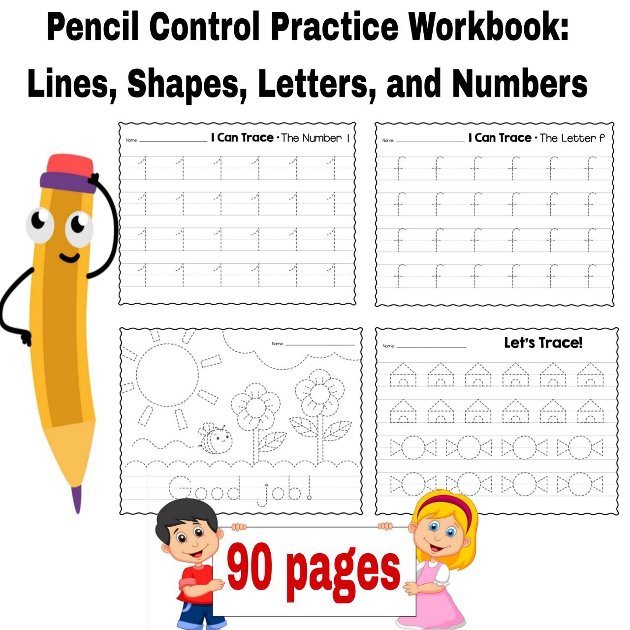 Pencil Control Practice Workbook Lines Shapes Letters And Numbers Made By Teachers