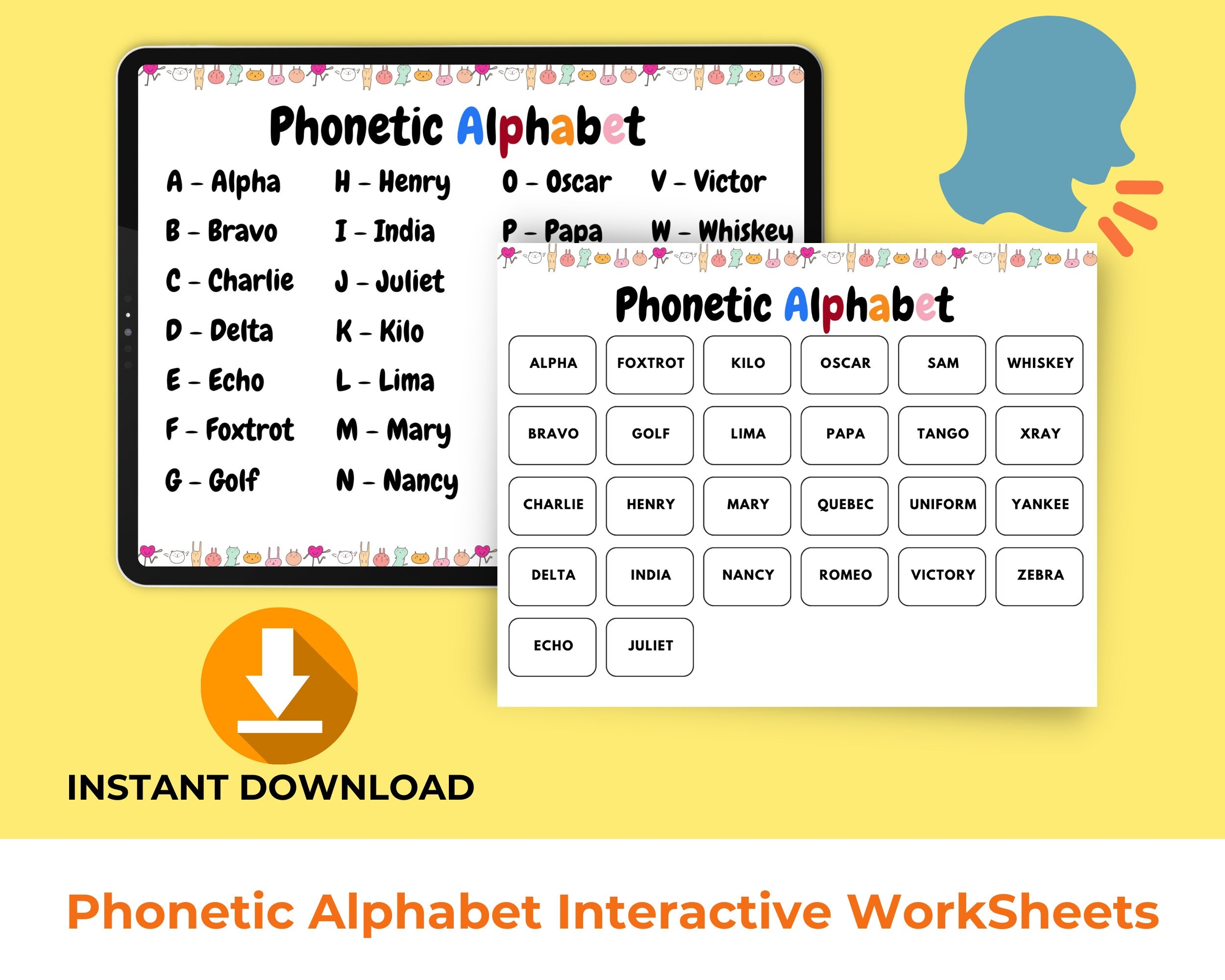 Phonetic Alphabet Practice Worksheets