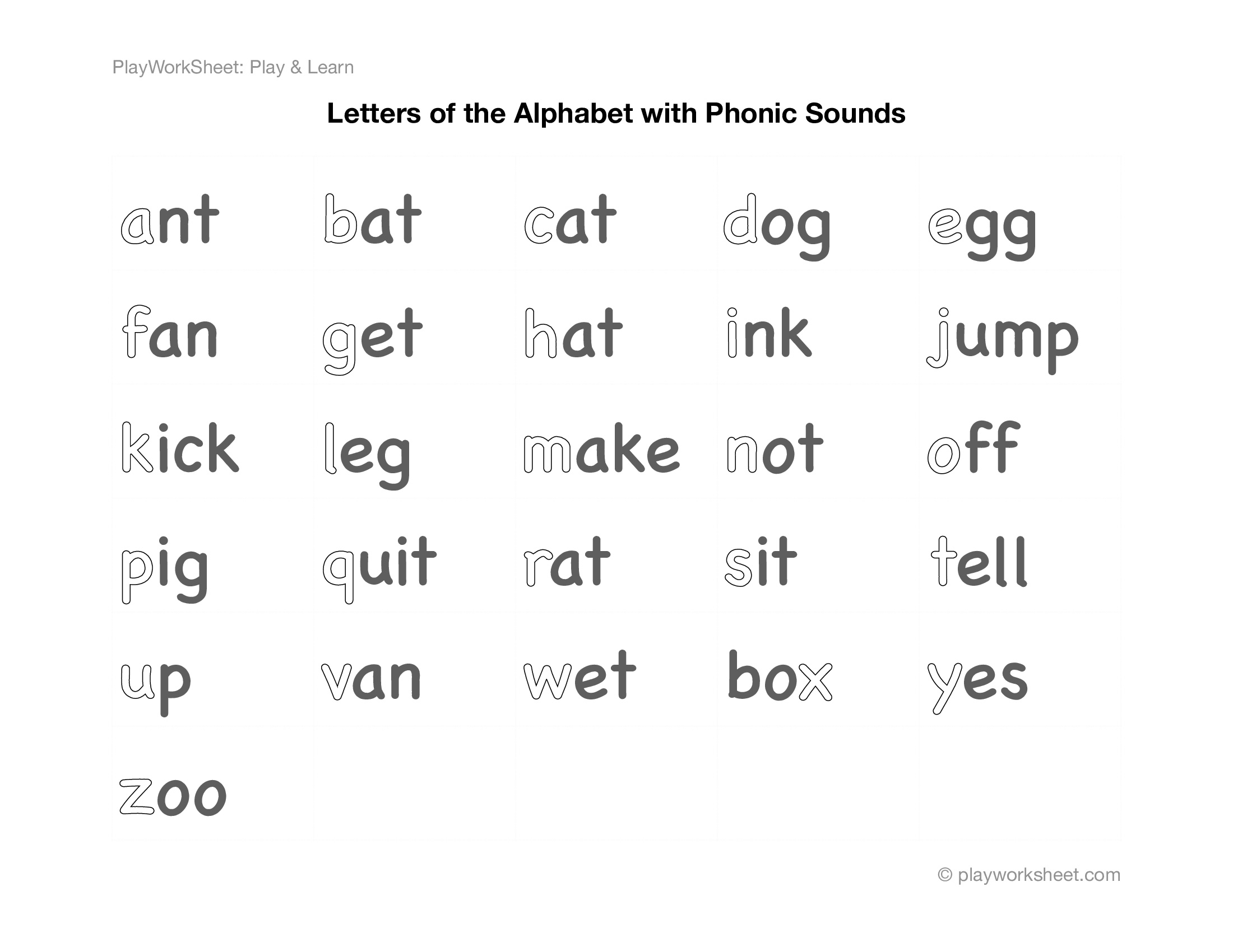Alphabet With Phonics Worksheet