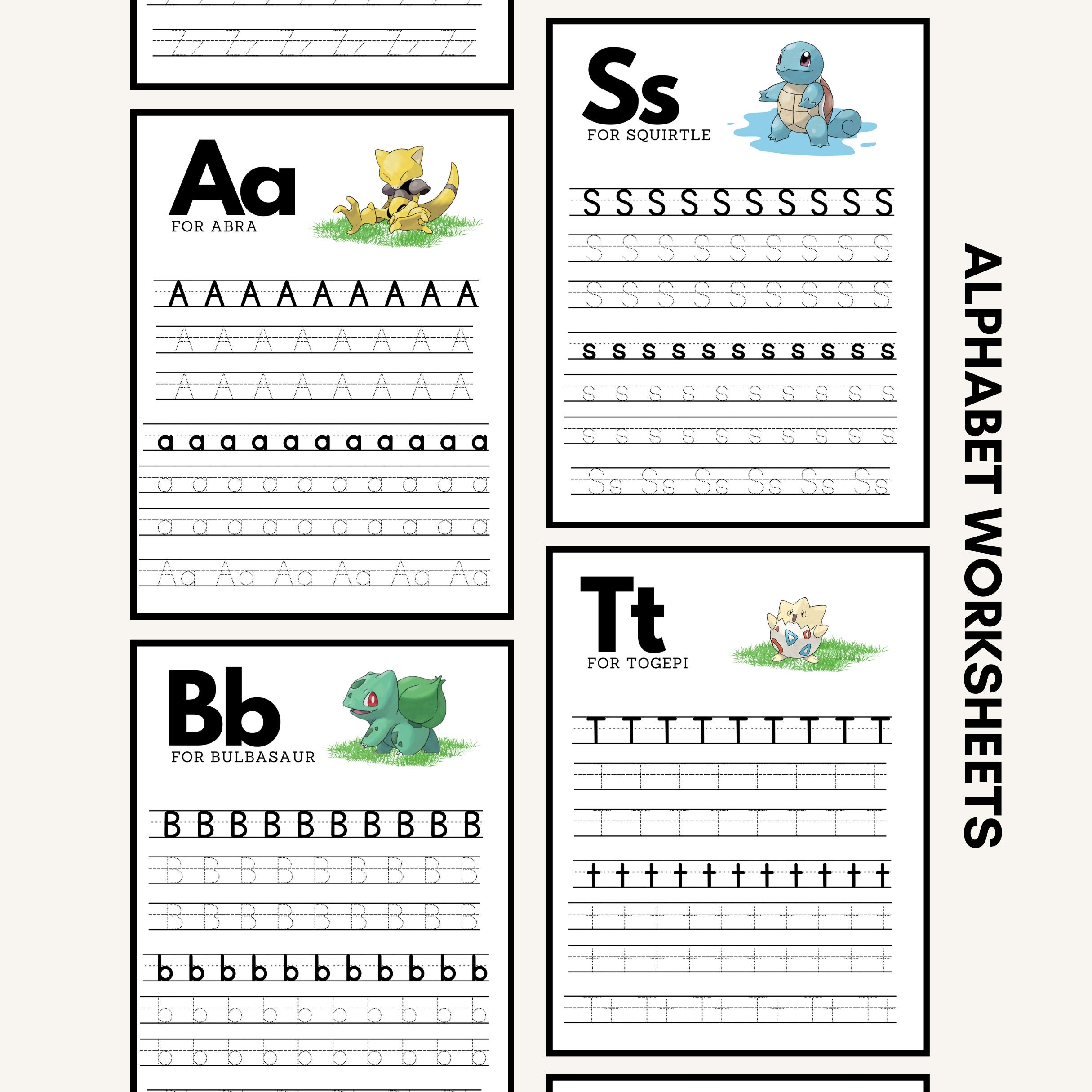 Pokemon Preschool Alphabet Worksheets Pokemon Preschool Worksheets Letter Practice Printable Letter Worksheets Homeschool Etsy