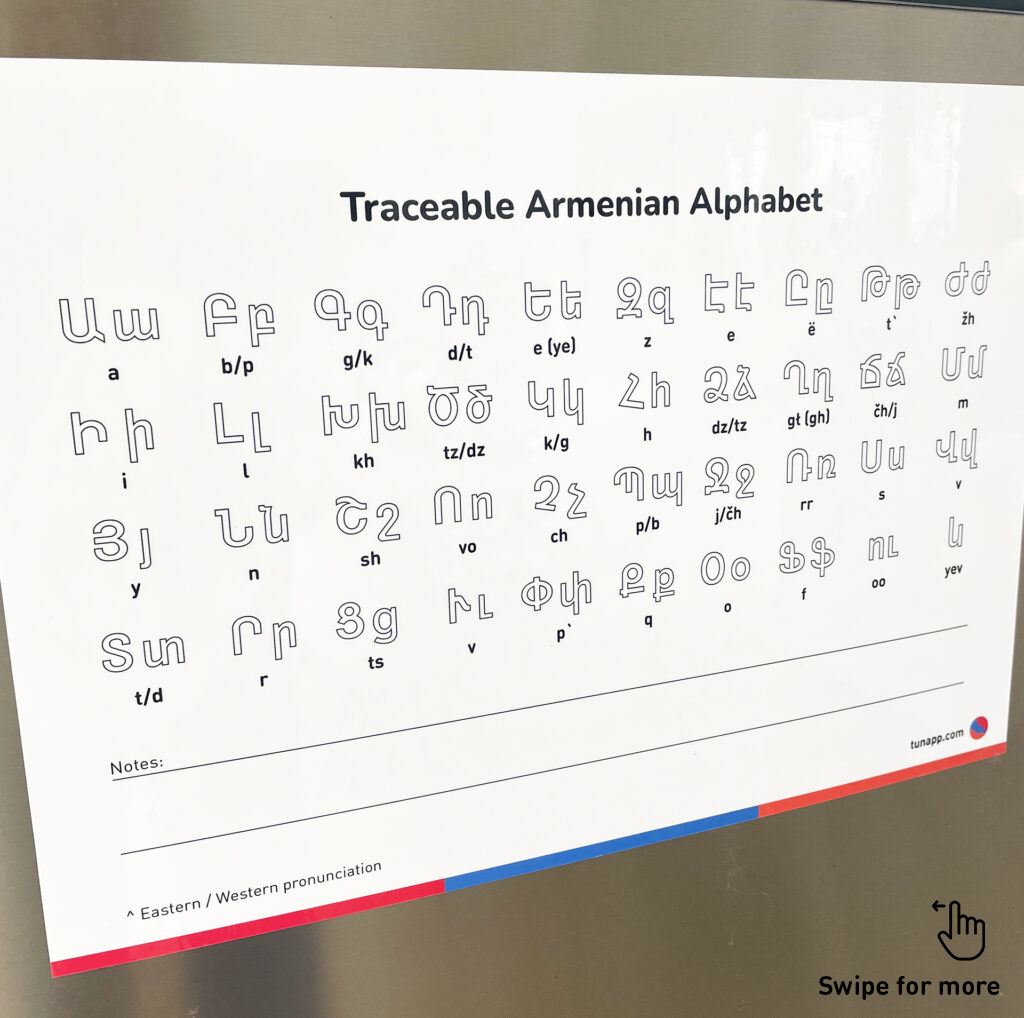 Armenian Alphabet Worksheets