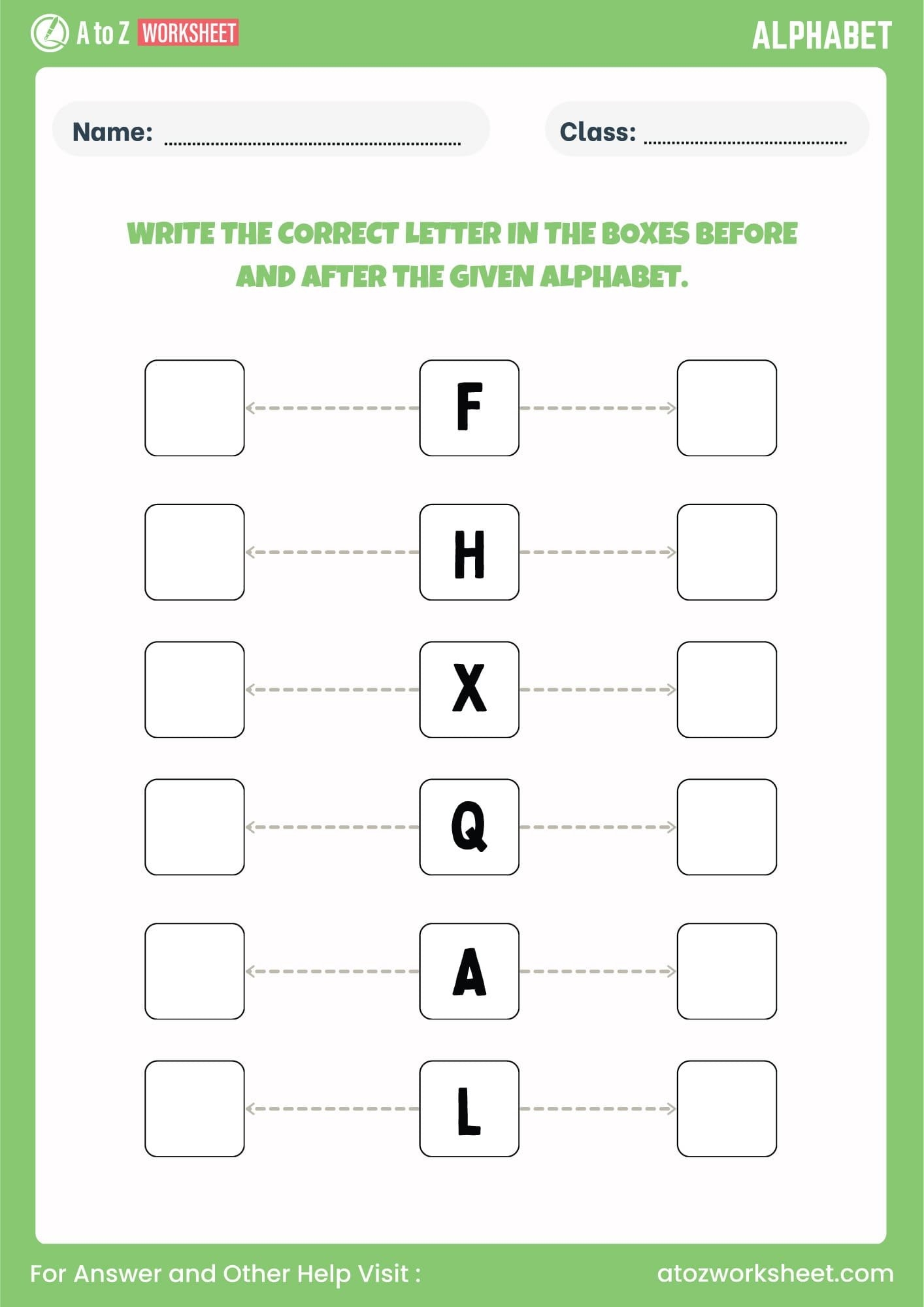 Before Alphabet Worksheet