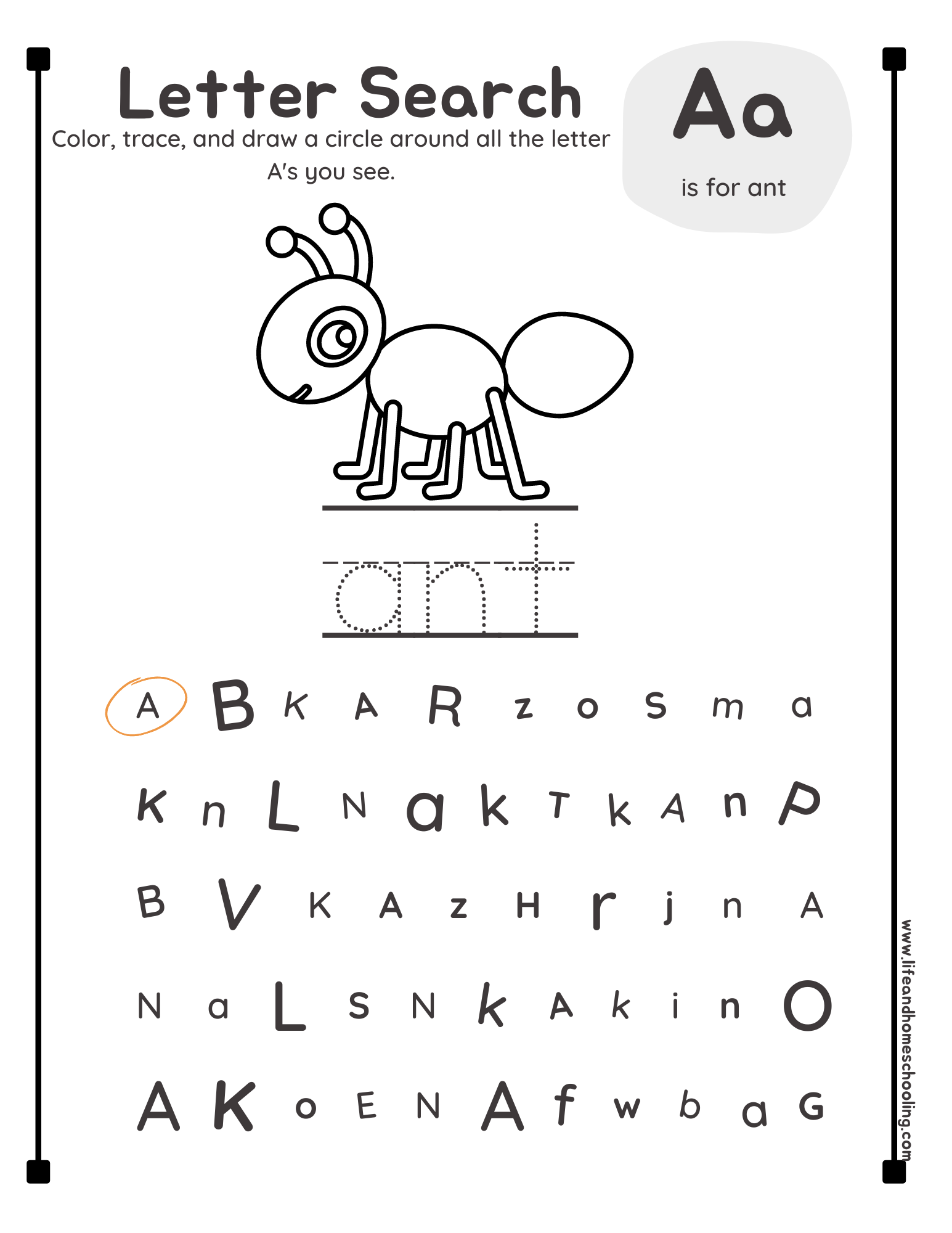 Alphabet Search Worksheets