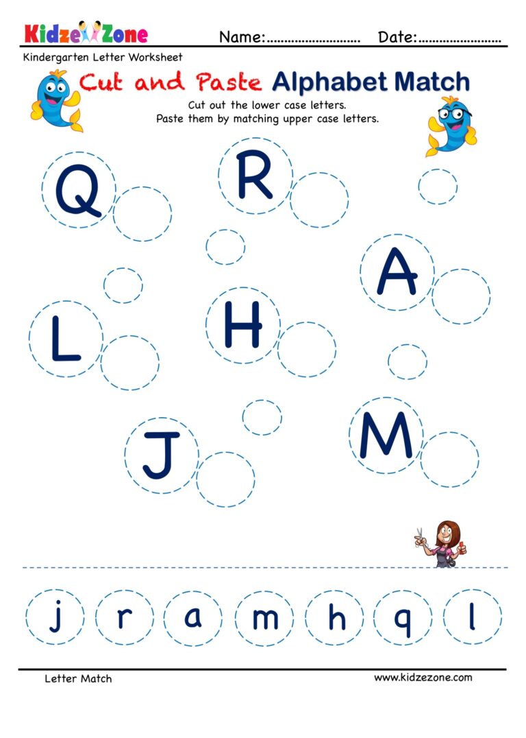 Preschool Letter Matching Cut And Paste Worksheet 2 KidzeZone Worksheets Library