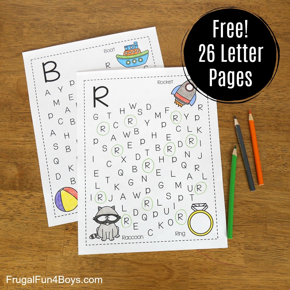 Printable Alphabet Letter Search And Find Pages Frugal Fun For 