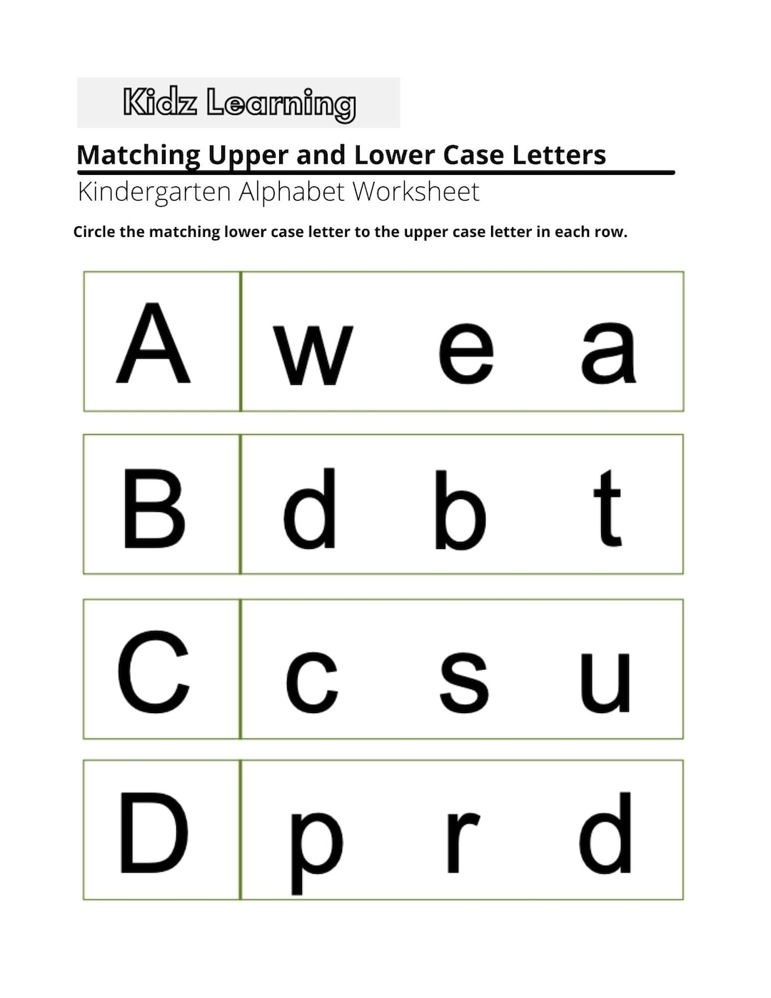 Printable Alphabets Matching Upper And Lower Case Letter 