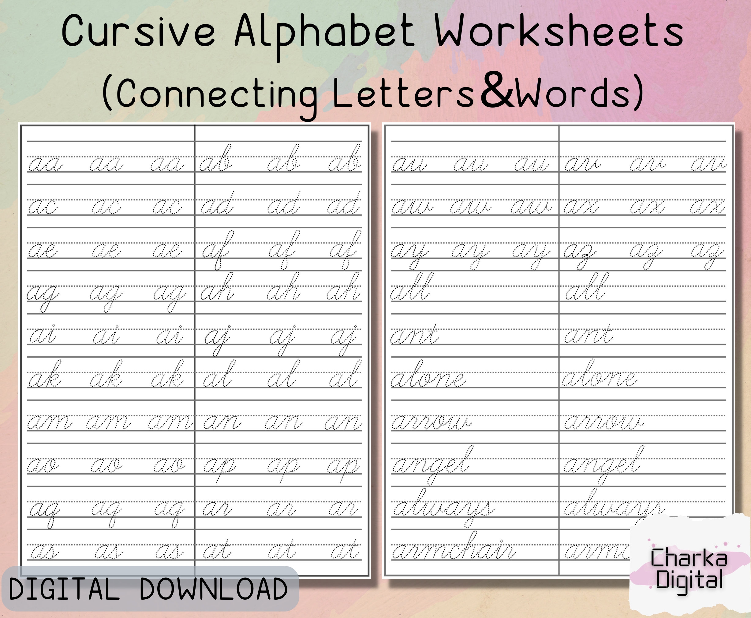 Alphabets Cursive Writing Practice Worksheet