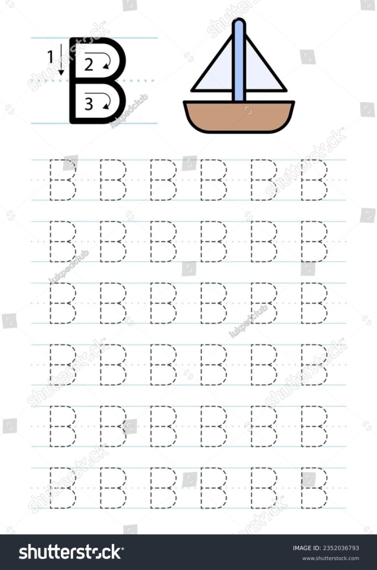 Printable Letter B Alphabet Tracing Worksheet Stock Vector Royalty Free 2352036793 Shutterstock