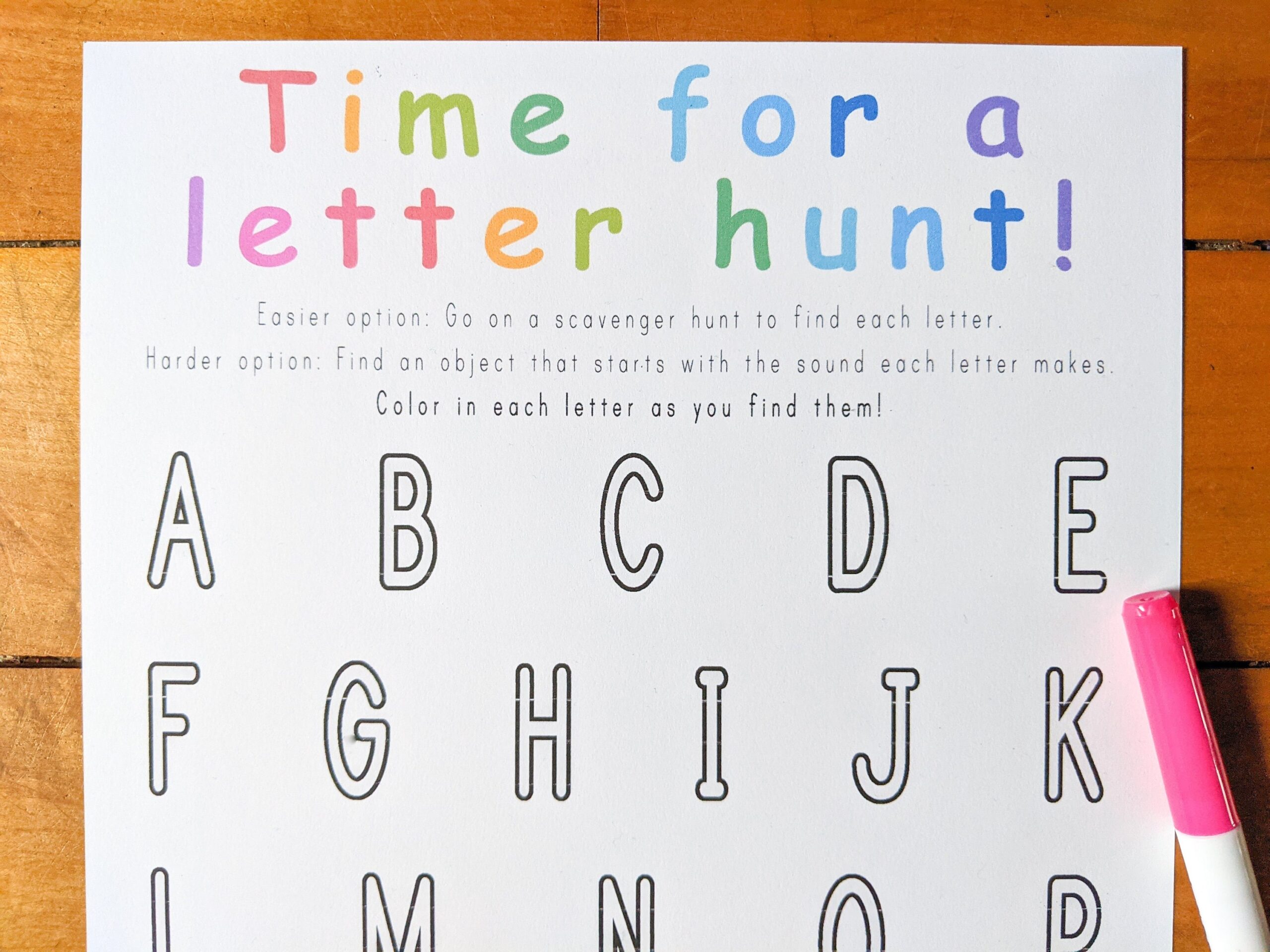 Alphabet Letter Hunt Worksheets