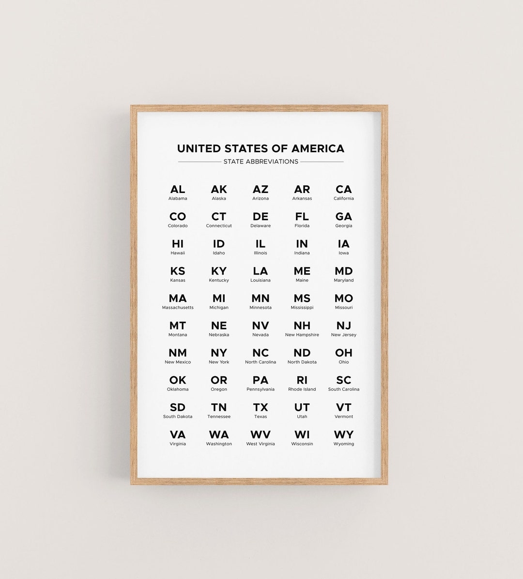 Printable US State Abbreviation Chart In Alphabetical Order List 