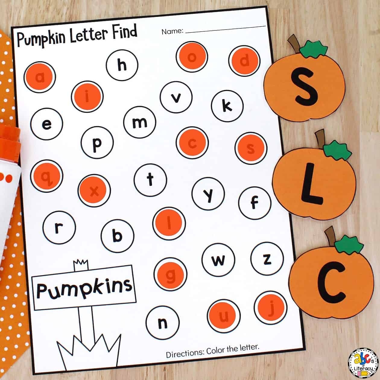 Pumpkin Alphabet Sensory Bin