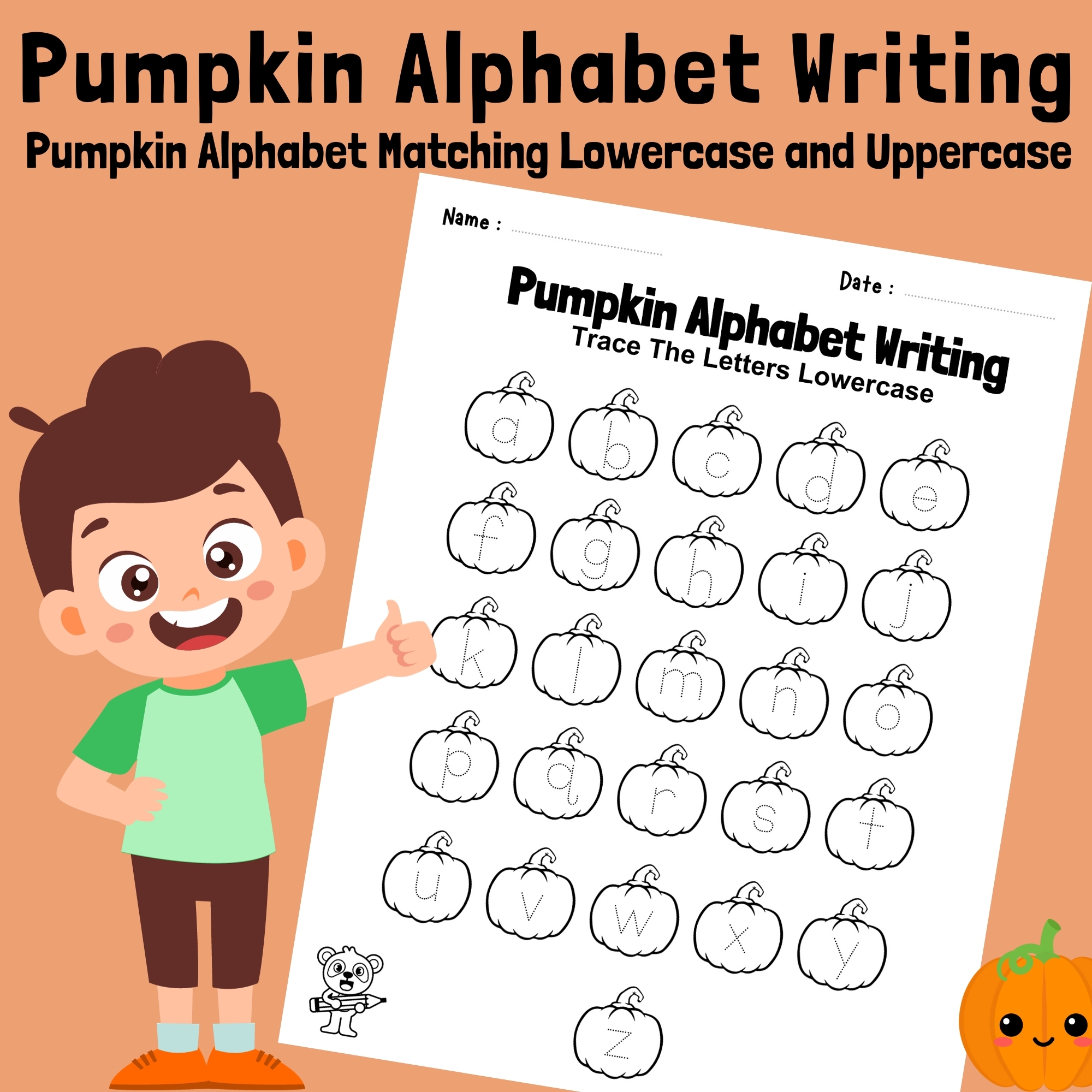 Pumpkin Alphabet Writing And Matching Kindergarten Activity 