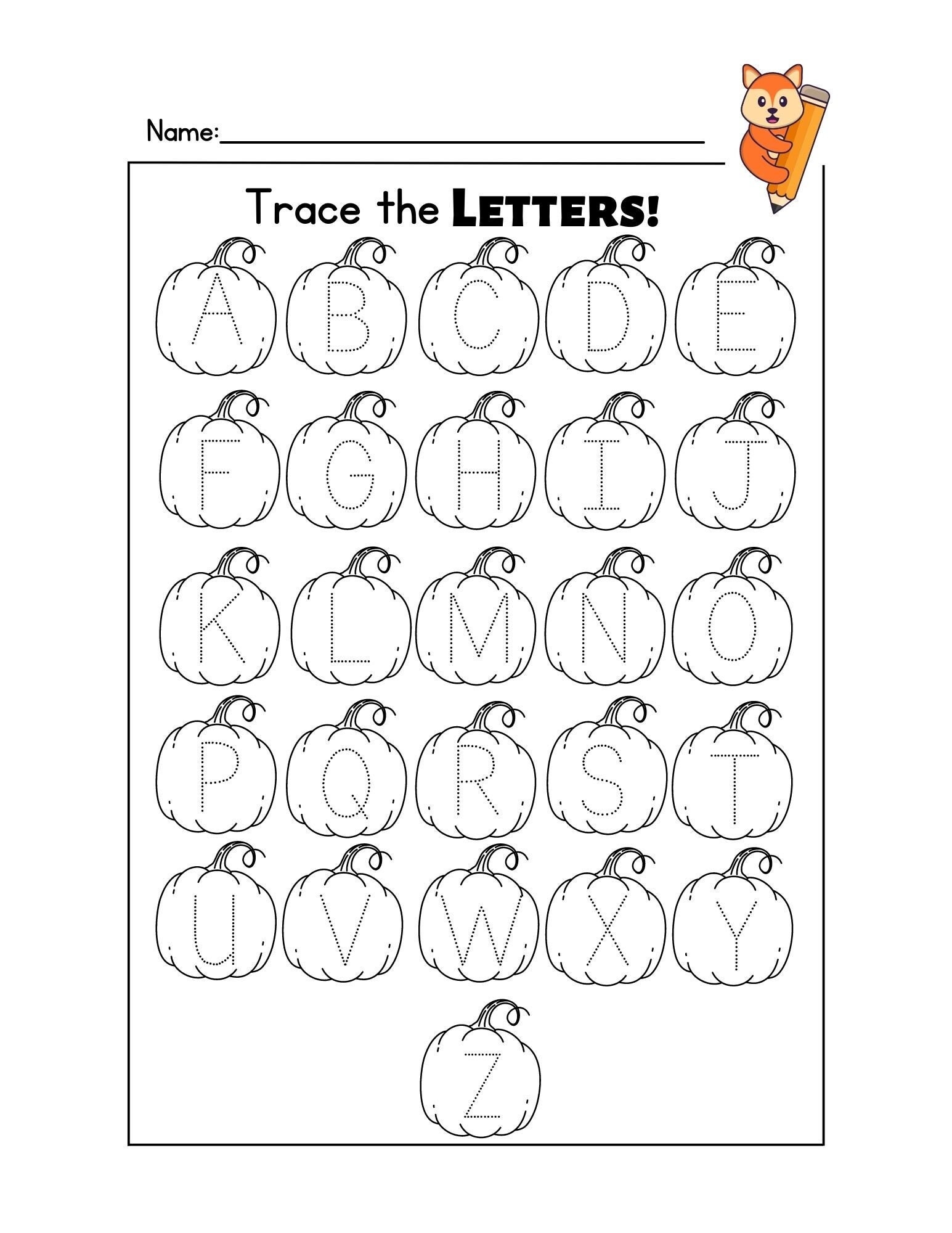 Pumpkin Uppercase Alphabet Trace Etsy