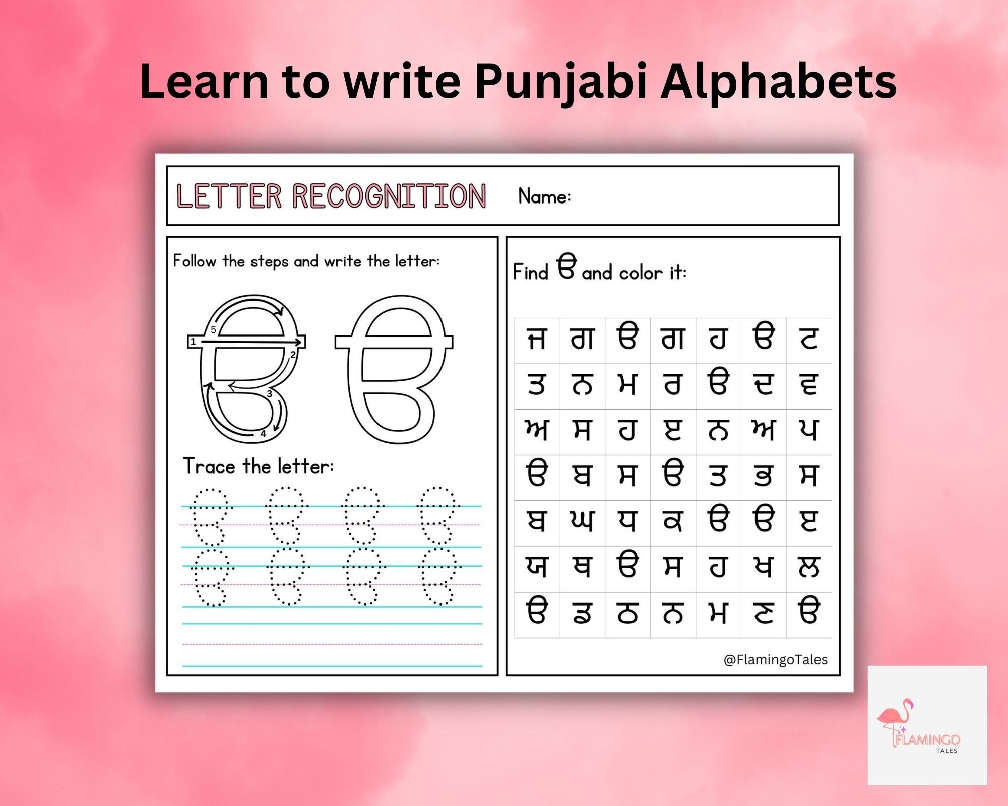 Punjabi Alphabet Learning Workbook Gurmukhi Alphabet Learning 