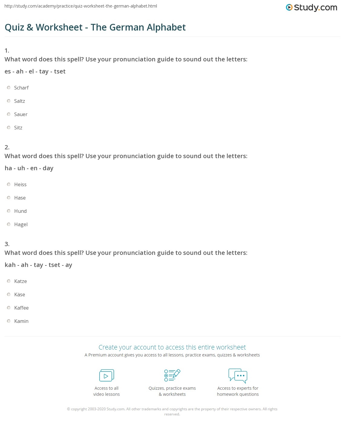 German Alphabet Worksheet