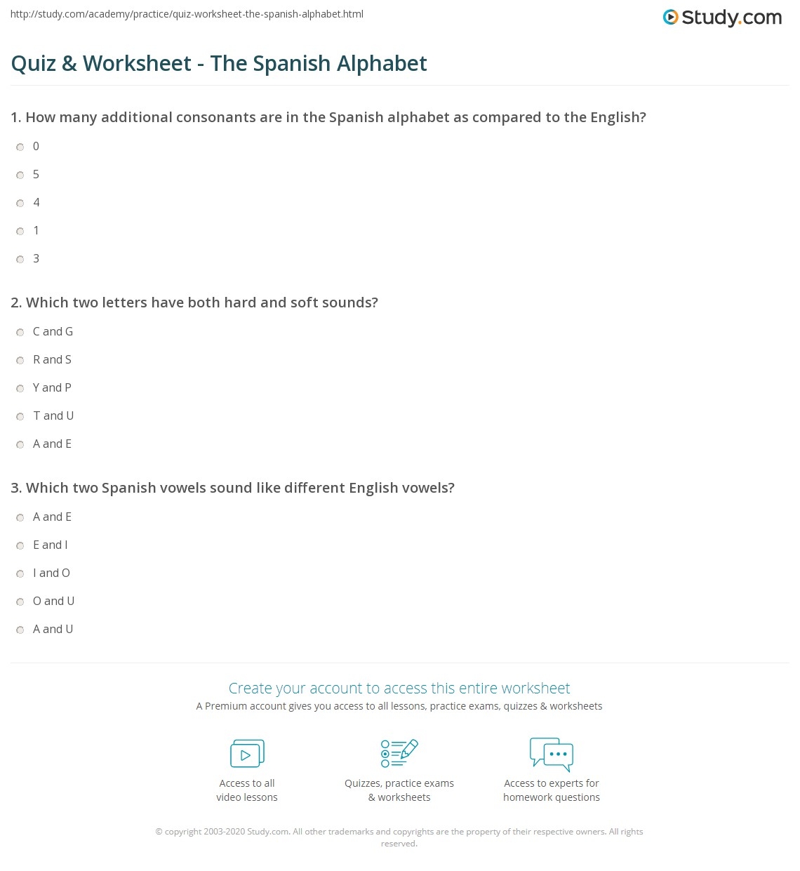 Quiz U0026 Worksheet The Spanish Alphabet Study