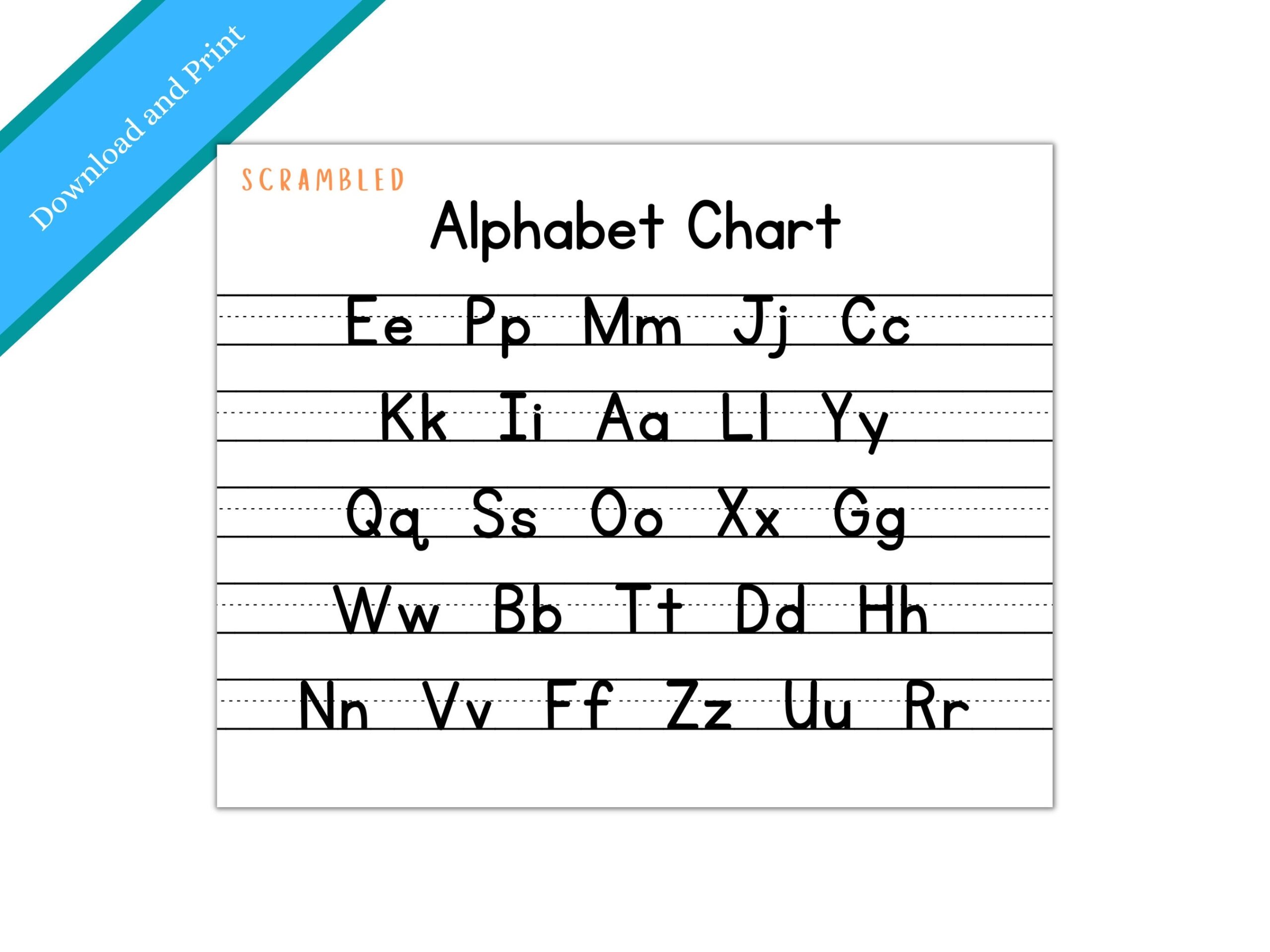 Scrambled Alphabet Chart Printable ABC Chart Alphabet Chart 
