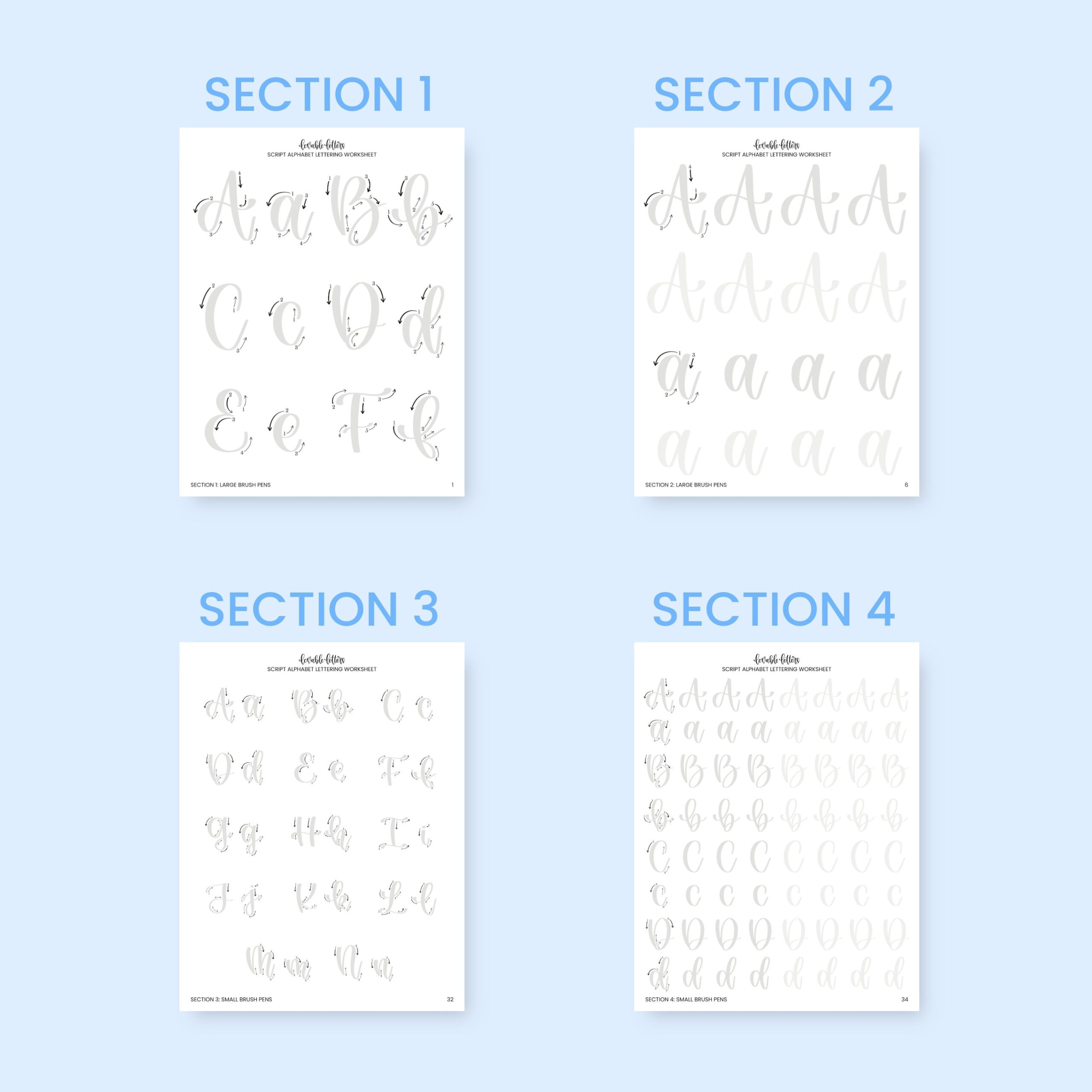 Script Alphabet Lettering Worksheet