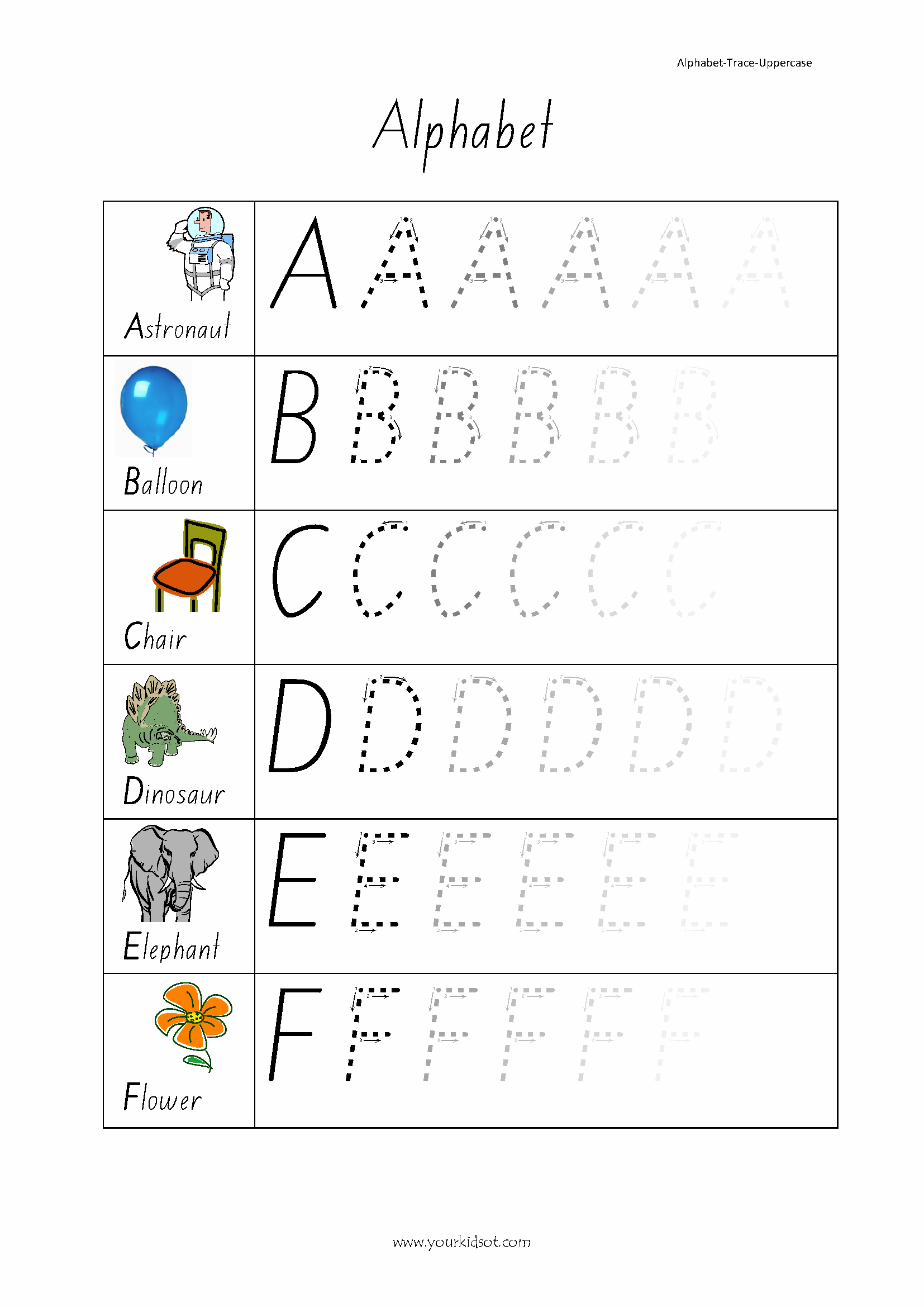 Sequential Capital Letters Trace Fade
