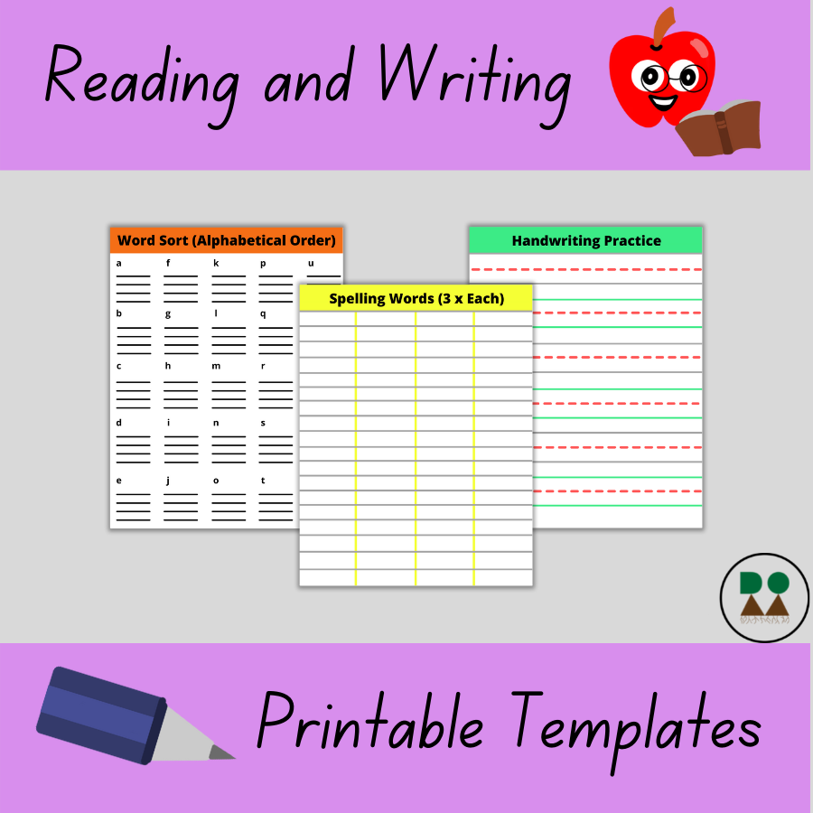 Spelling Words Handwriting And Word Sort Templates 3 Sheets 