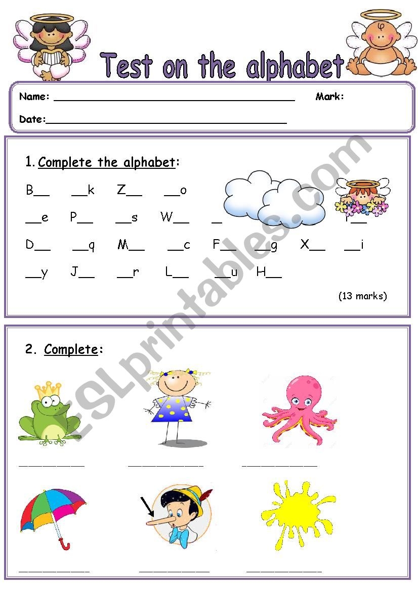 Test On The Alphabet Part 1 ESL Worksheet By Elenavanezi