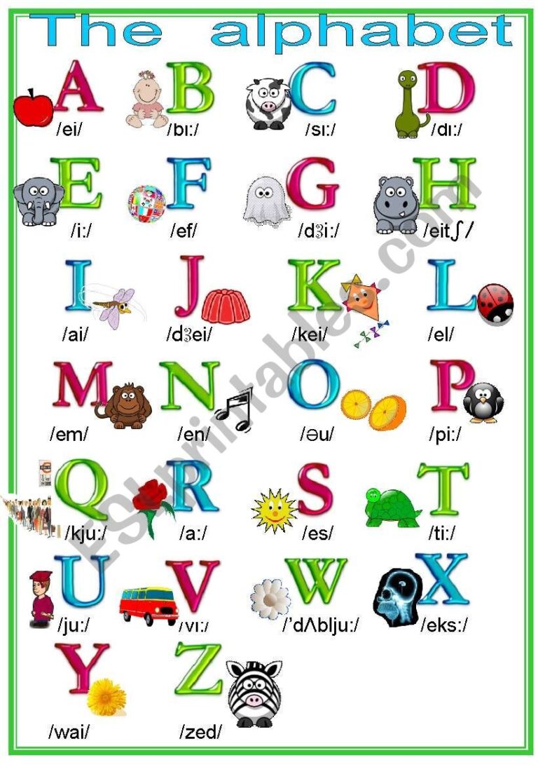 The Alphabet ESL Worksheet By Mjotab