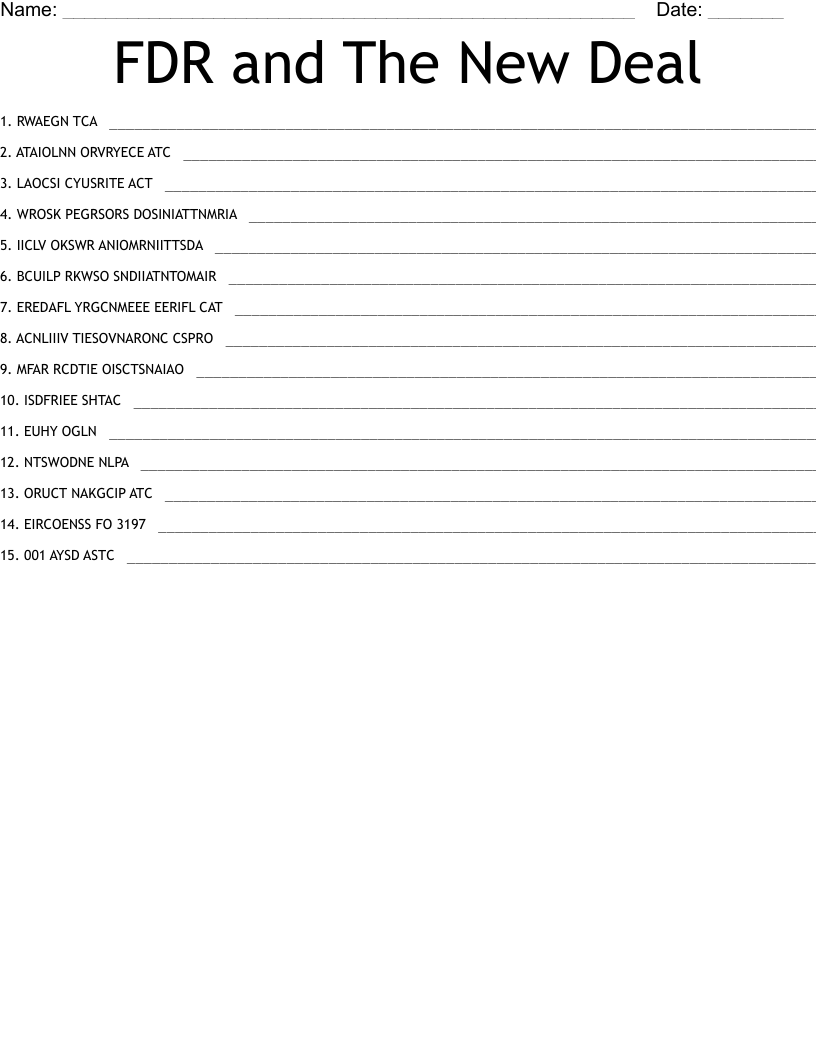 The Civil Works Administration Word Search WordMint
