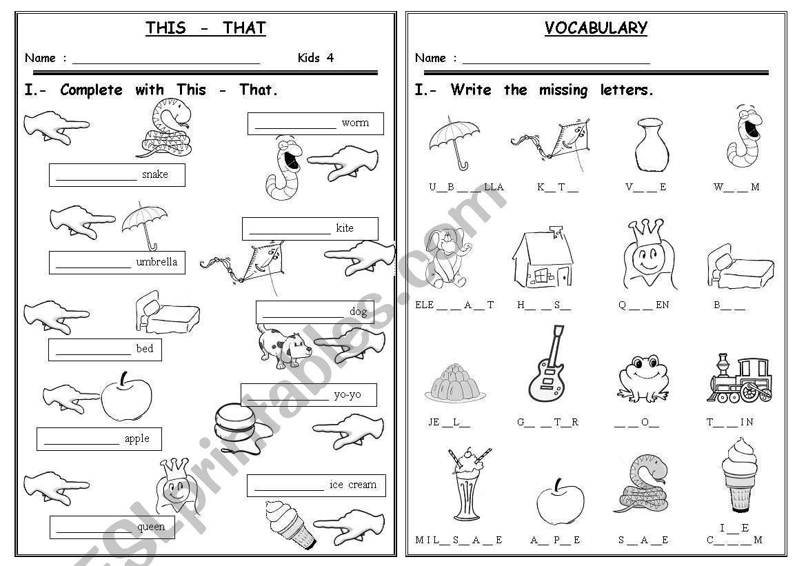 This That ALphabet Vocabulary ESL Worksheet By Realdream1