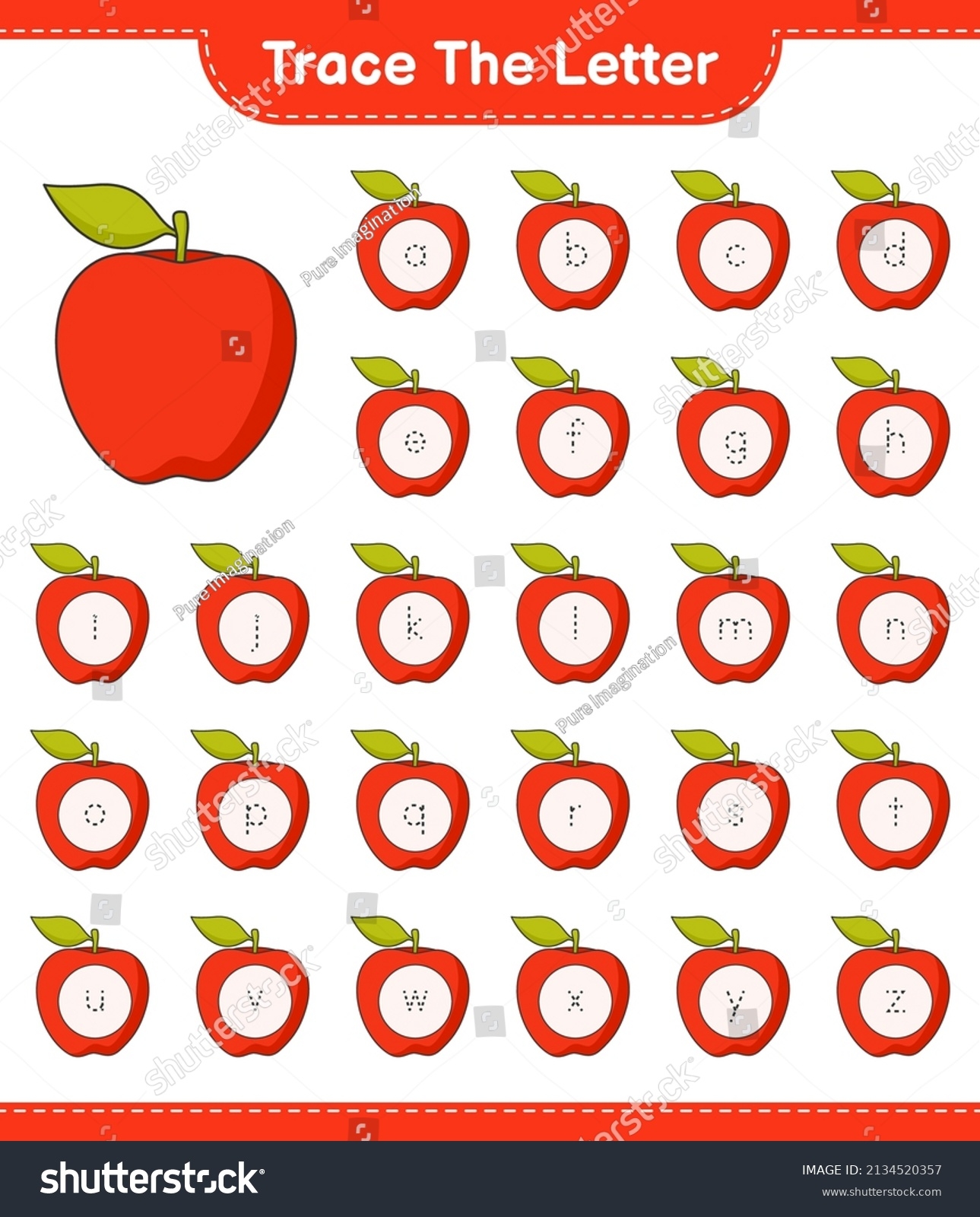 Trace Letter Tracing Letter Alphabet Apple Stock Vector Royalty 