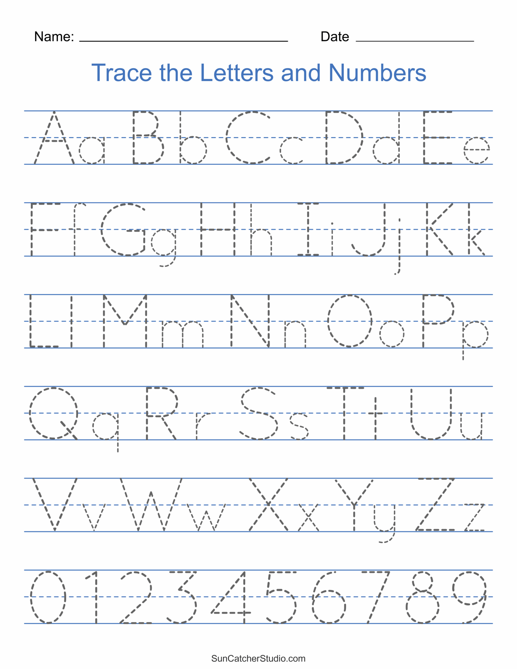Tracing Alphabet Letters Printable Handwriting Worksheets DIY 