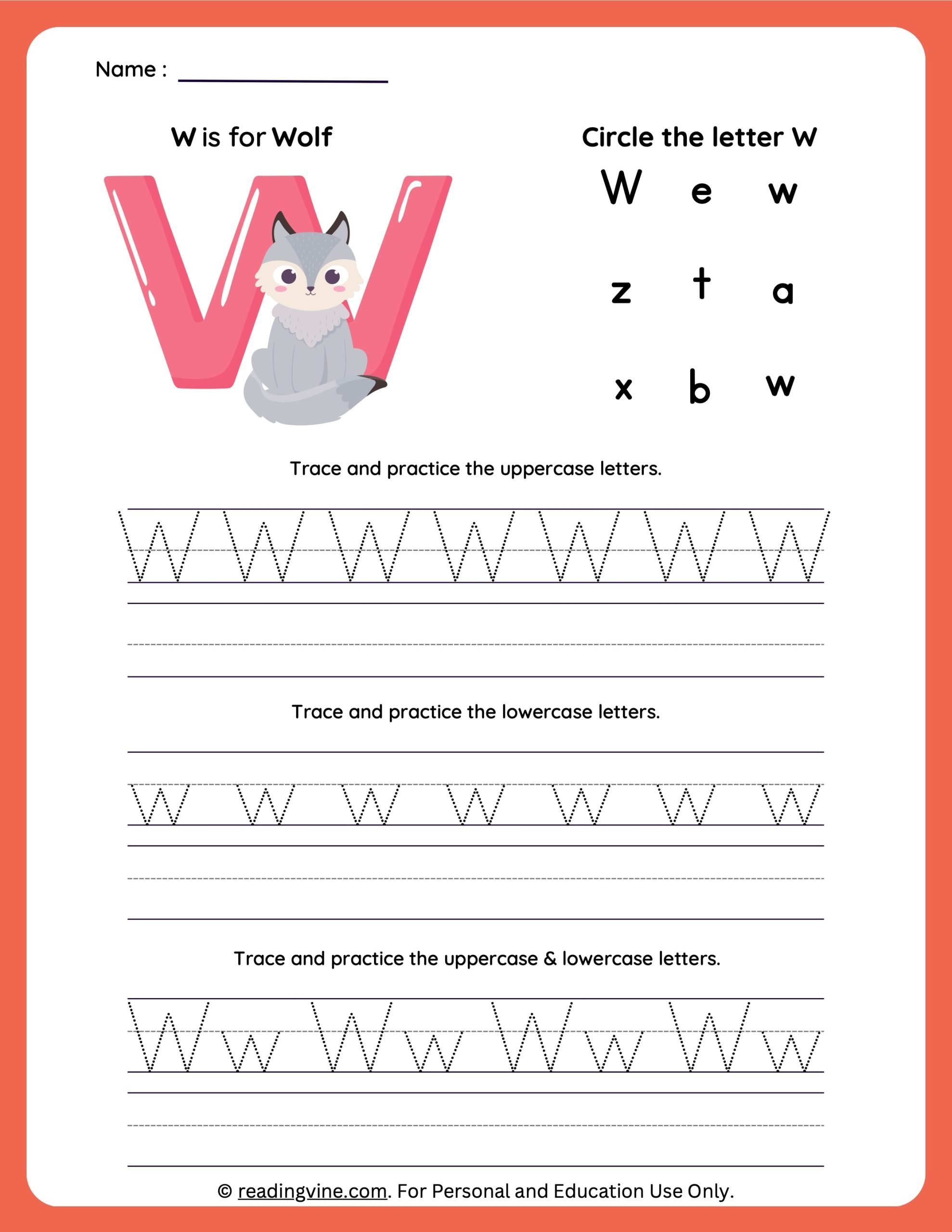 Alphabet W Worksheet