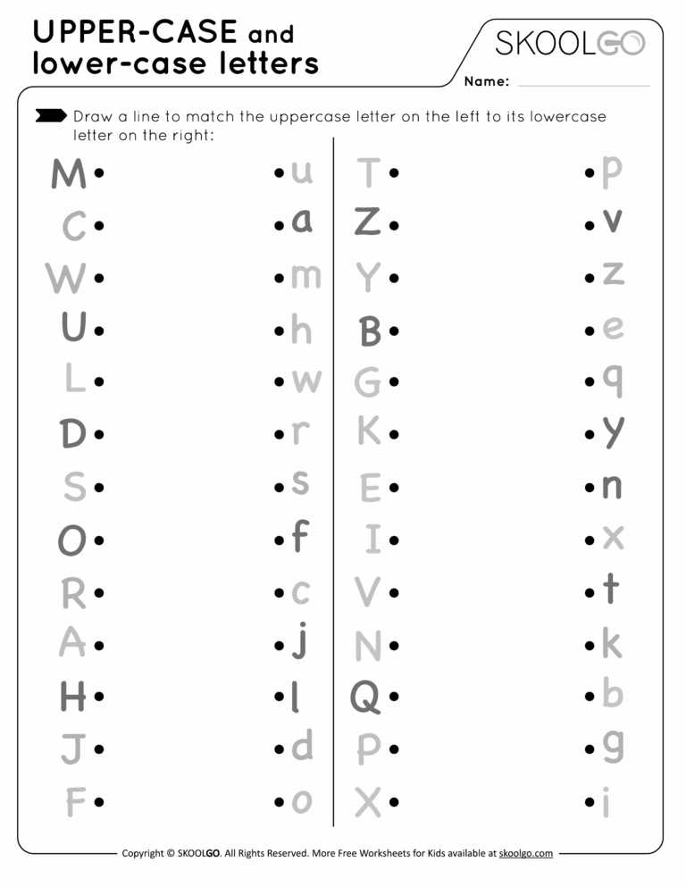 Upper Case And Lower Case Letters Free Worksheet For Kids