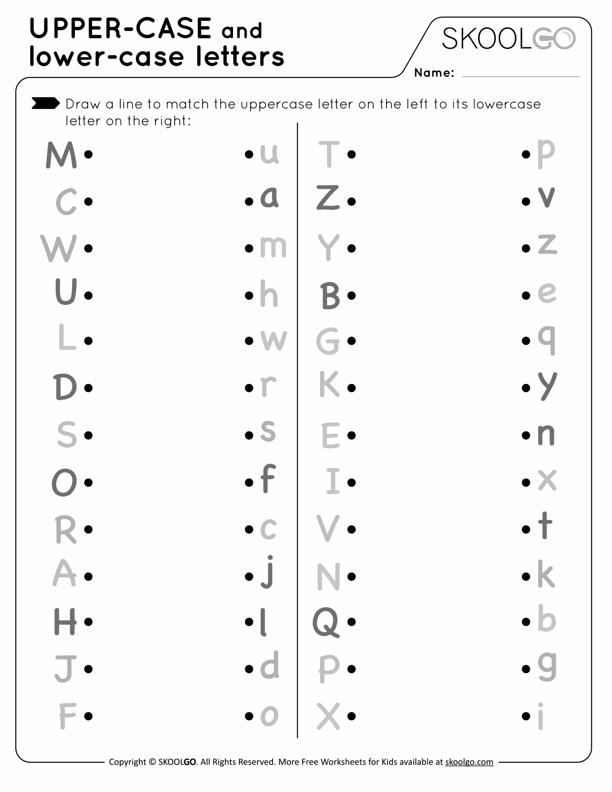Upper Case And Lower Case Letters Free Worksheet For Kids Worksheets Library