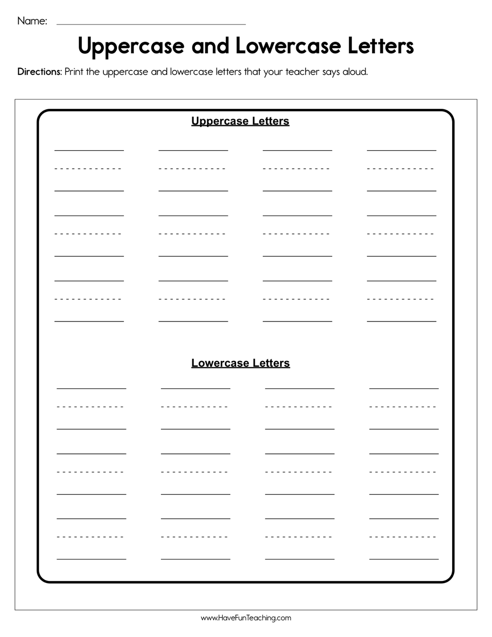 Uppercase And Lowercase Letters Worksheet Have Fun Teaching