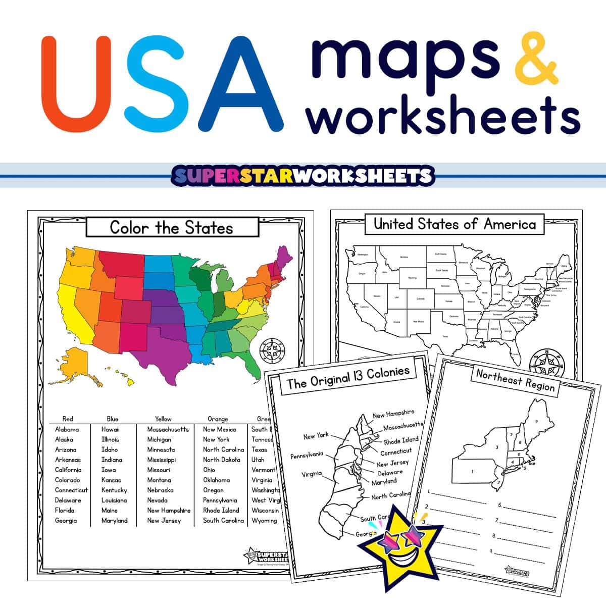 50 States In Alphabetical Order Worksheet