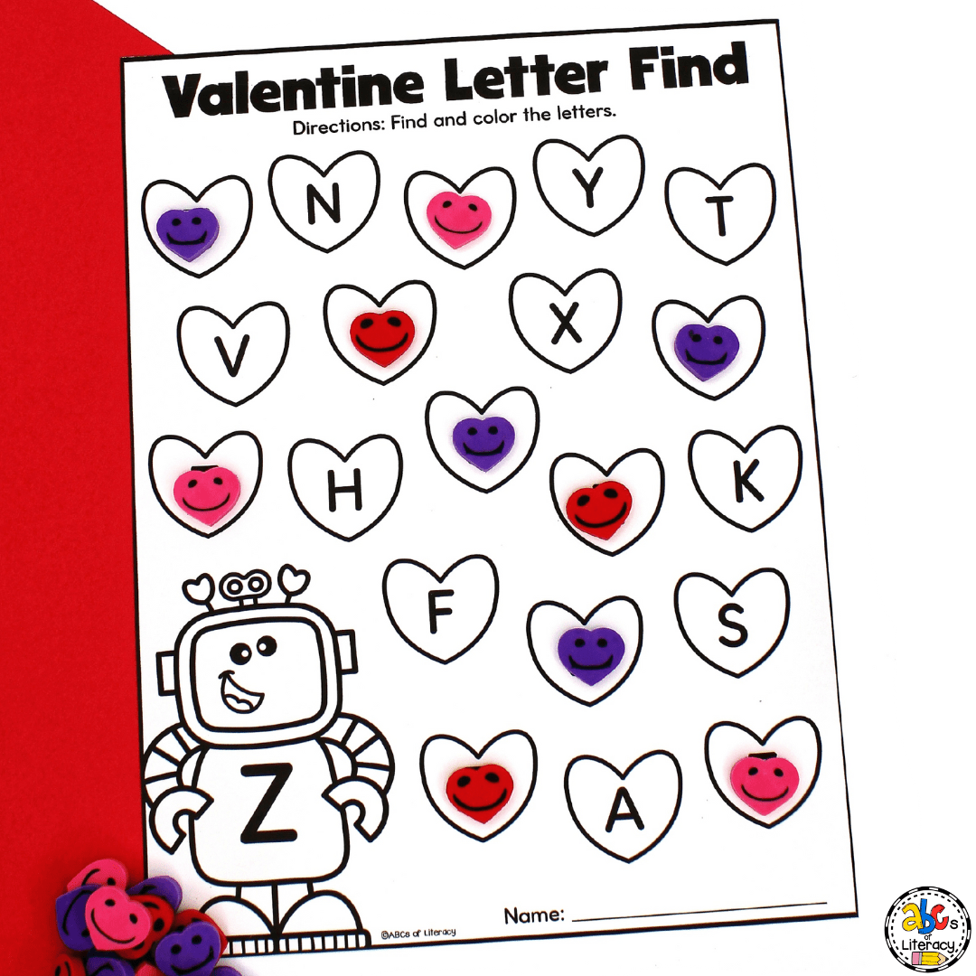 Valentine s Day Find The Letter Worksheets