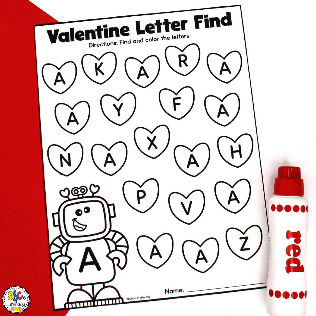 Valentine's Day Alphabet Worksheets