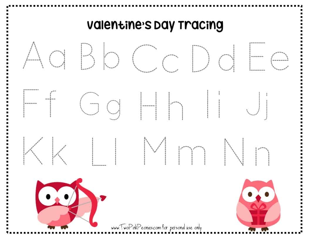 Valentine s Day Tracing Worksheets instant Download 