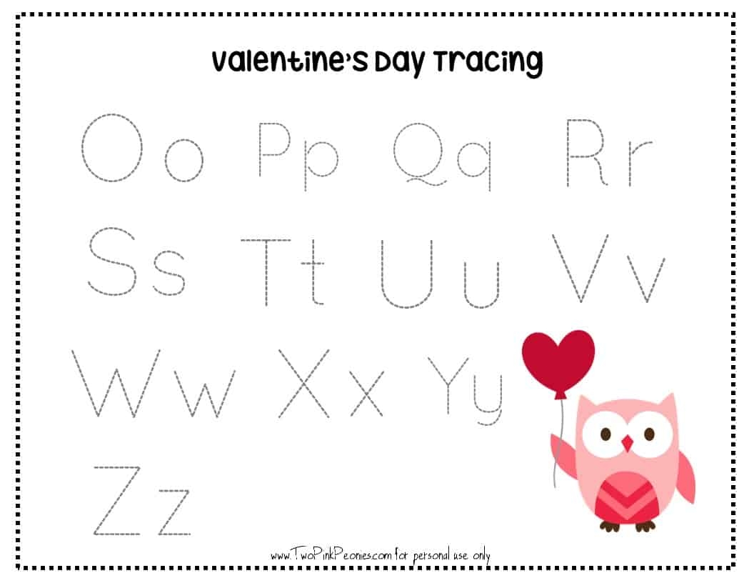 Valentine s Day Tracing Worksheets instant Download 