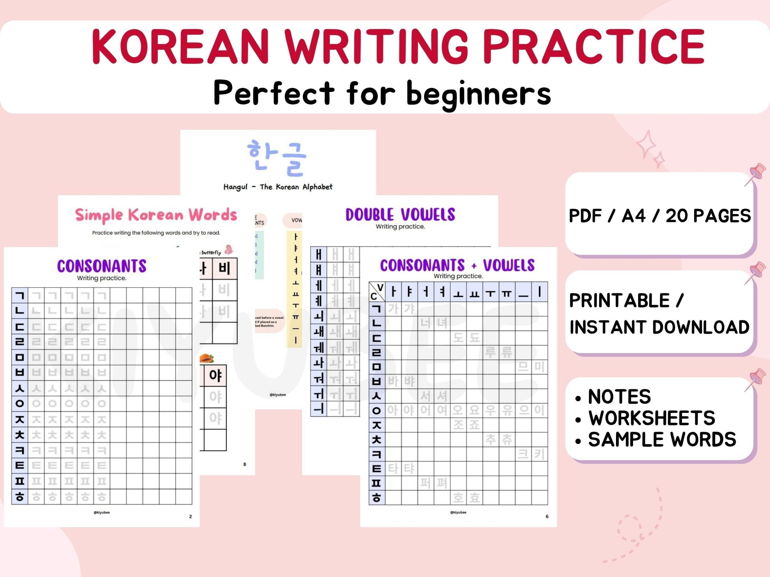 Learning Korean Alphabet Worksheets