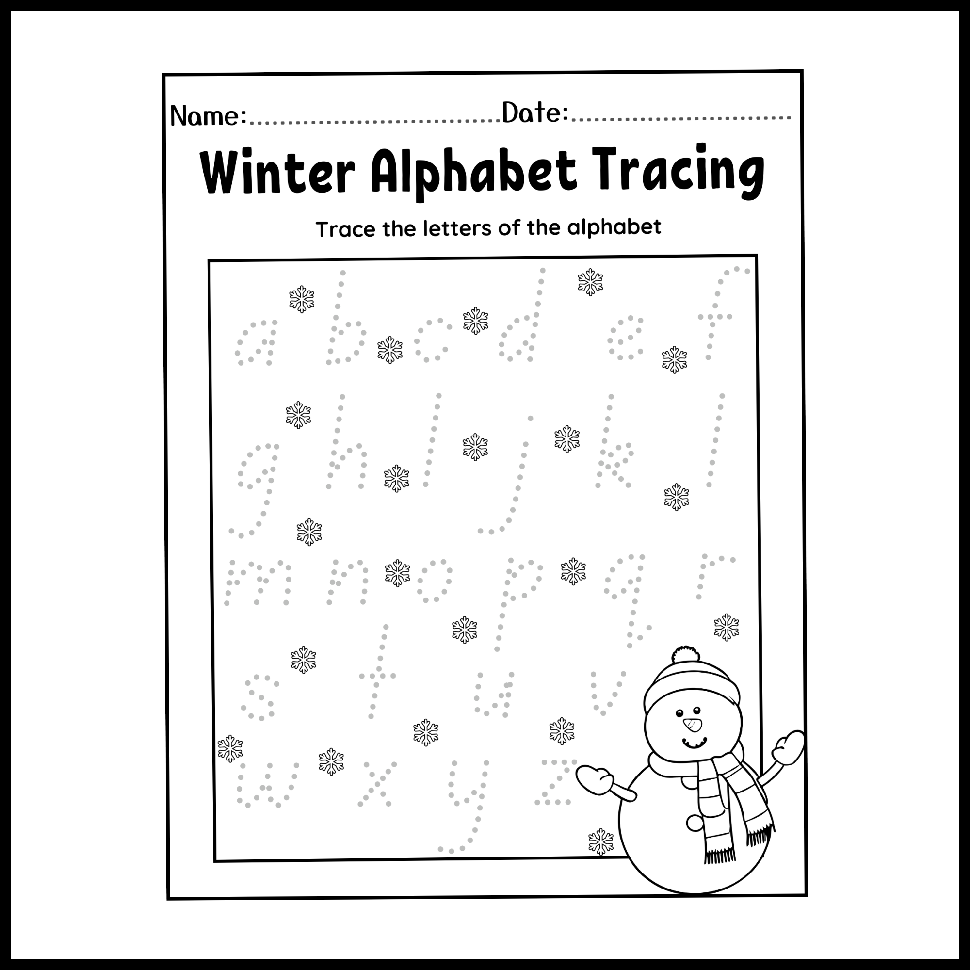 Winter Alphabet Tracing Printable Winter Alphabet Worksheets Made By Teachers