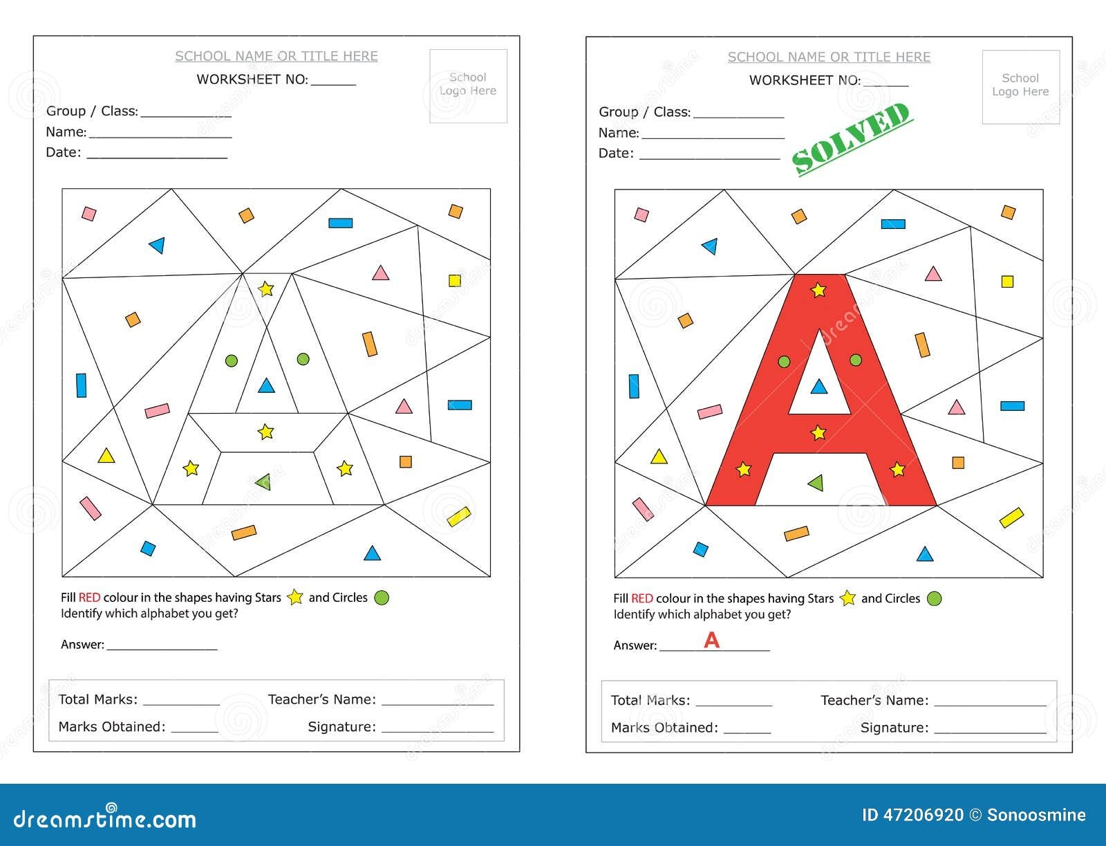 Worksheet Identify Alphabet Stock Vector Illustration Of Circle Colour 47206920